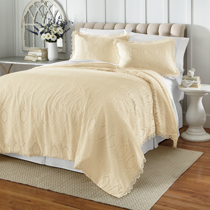Lace Overlay Coverlet, , large