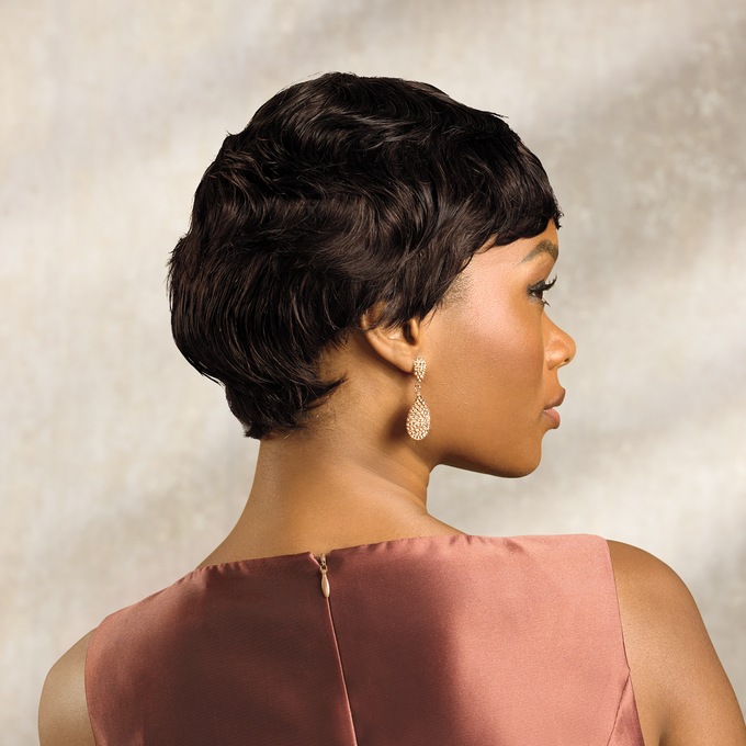 Suki Human-Hair Wig, Off Black, large