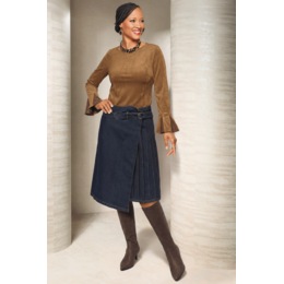Laney Faux-Suede Top and Deana Denim Skirt, , large
