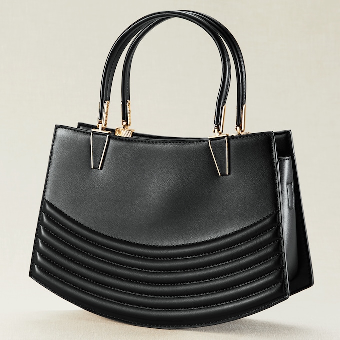 Structured Satchel , Black, large