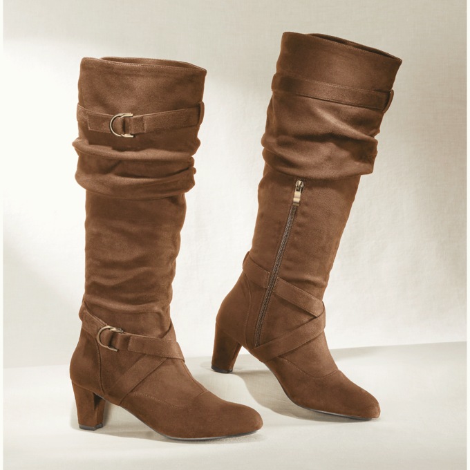 Ashro Faux-Suede Buckle Scrunch Boot, , large