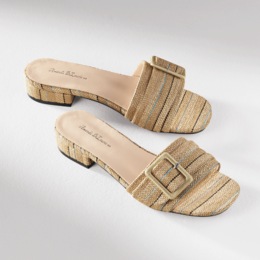 Amanda D&#39;laurie Linen Buckle Slide, , large