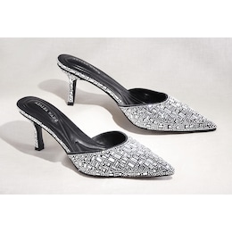 Azalea Wang Camellian Rhinestone Mule with Memory Foam and 2.75&quot; Heel for Women, , large