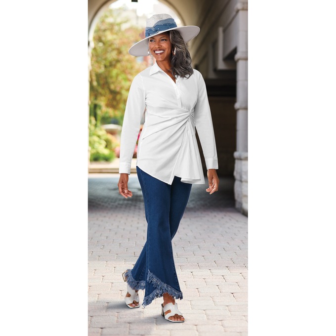Alana Side-Tie Tunic, Frances Fringe Jean and Kimmy Denim Hat, , large