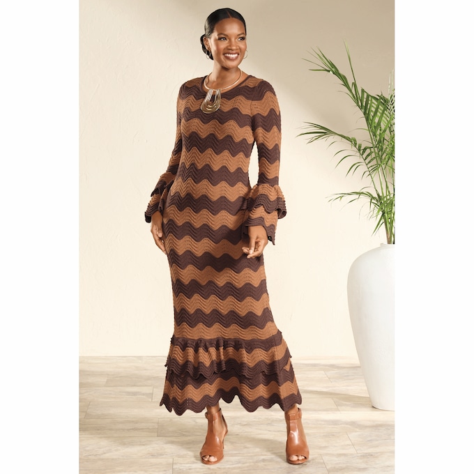 Tanika Chevron Sweater Dress, , large