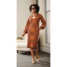 Shontay Square Pattern Sweater Dress, Orange Multi, large