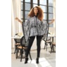Bethany Belted Caftan Tunic with Mandarin Collar and Faux-Leather Trim, , large