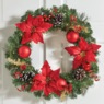 Poinsettia Christmas Wreath, Red, large