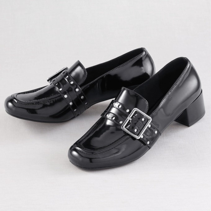 Block Heel Buckle Loafer, , large