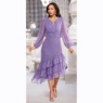 Tahira Smocked-Waist Fit-and-Flare Dress with Sheer Balloon Sleeve, , large