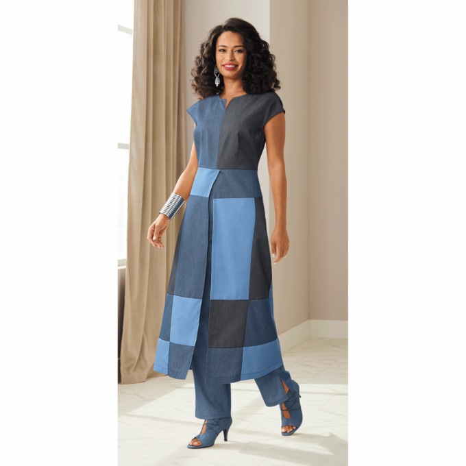 Saska Patchwork Pant Set, , large