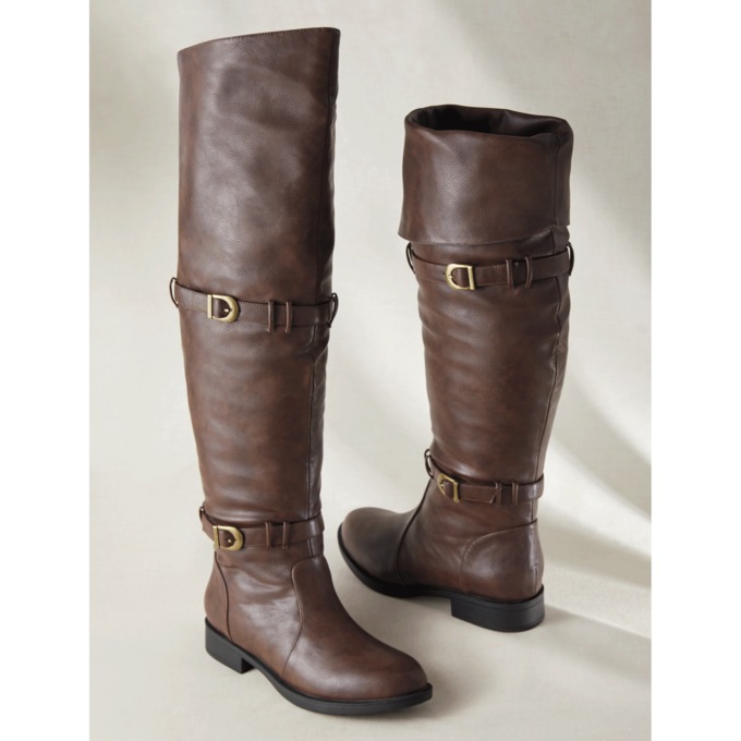 Fold-Over Riding Boots for Women with Over-the-Knee or Cuffed Styling Options and 1.25” Heel, , large