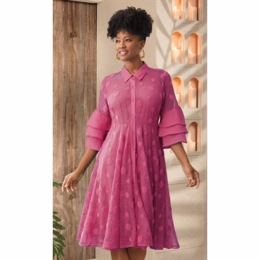 Textured-Dot Mesh Dress, , large