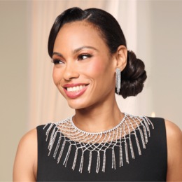 Crystal Open Weave/Fringe Necklace, , large