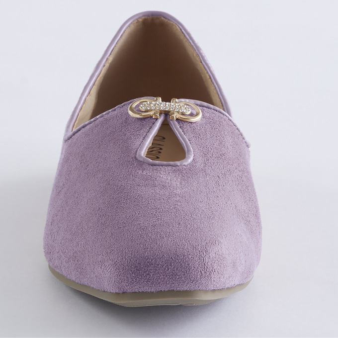 The Classique Keyhole Faux-Suede Flat for Women with Rhinestone Accent, , large