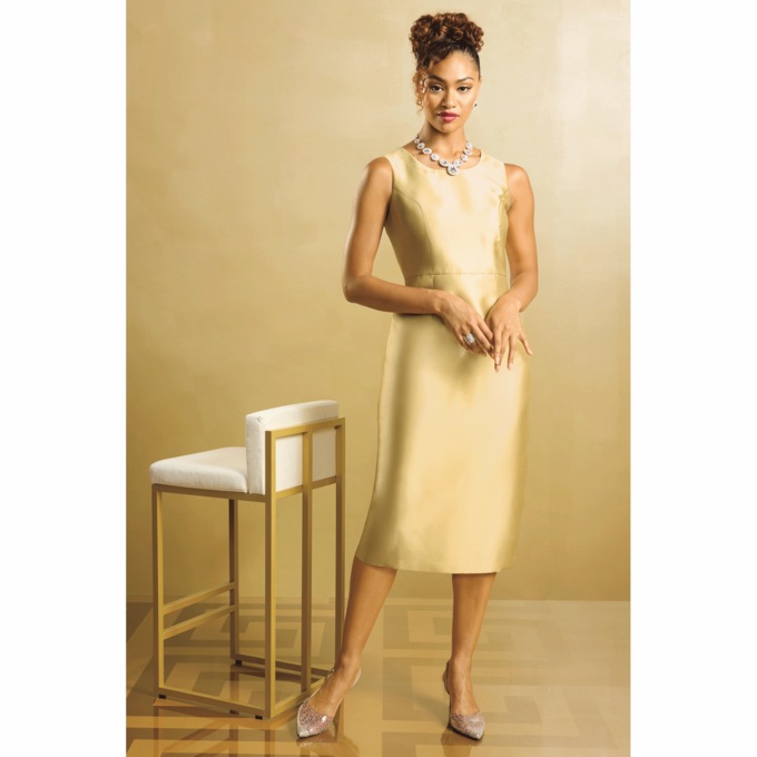 Placed Beaded Flower Jacket Dress, , large