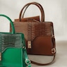 3-Piece Satchel Set with Croco Texture, , large