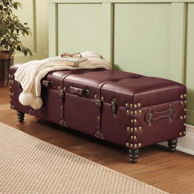 Lee Buckle Storage Bench, Burgundy, large