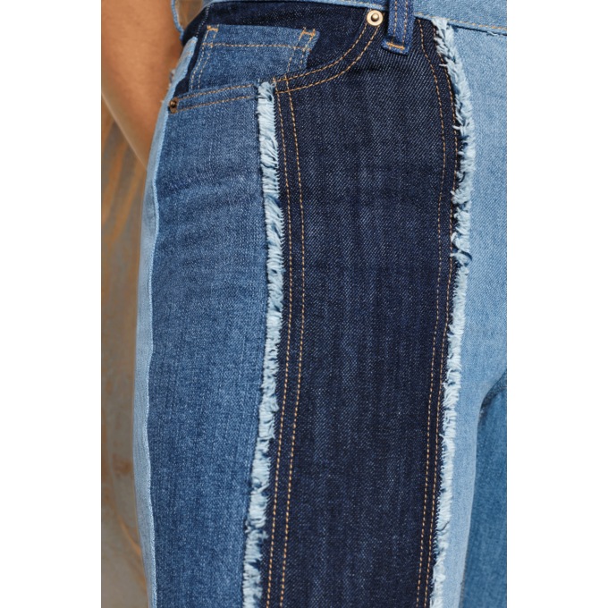 Pieces of Me Mixed-Wash Women&rsquo;s Flare-Leg Jean in Spliced Stretch Denim, , large