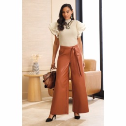 Catalina Ruffle Sleeve Sweater and Jaylea Faux-Leather Pant, , large