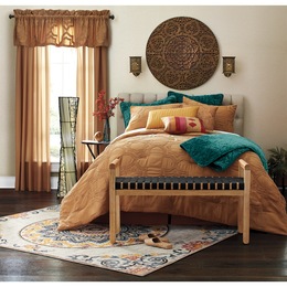 Amirah Jacquard 7-Piece Bedding Set, Panel Pair and Valance, , large