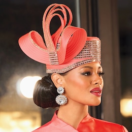 Miriam Hat with Rhinestone-Trimmed Band and Bow, , large