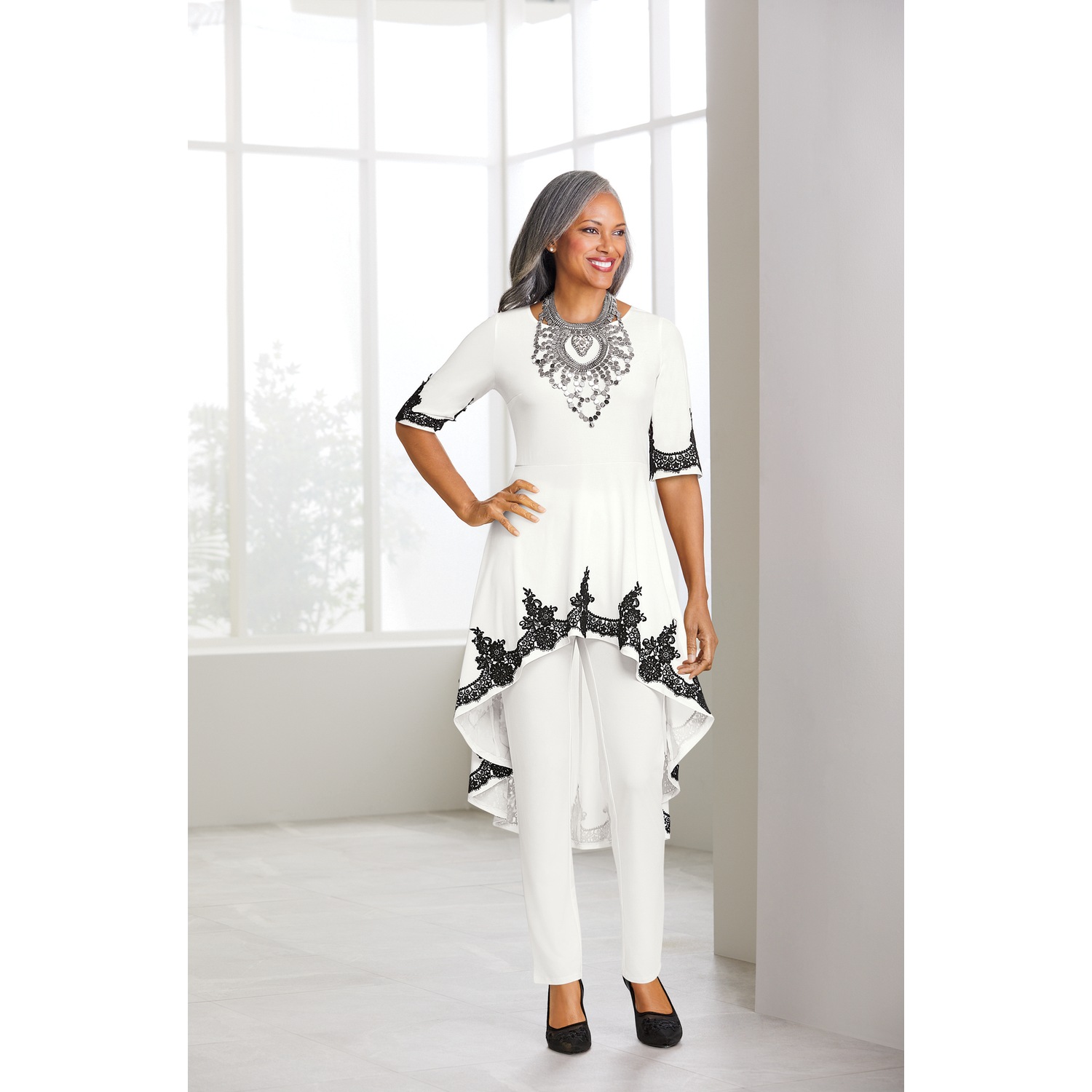 Lace Trim Pant Set ASHRO