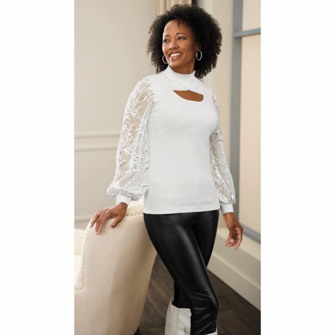 Destiny Lace Knit Top, , large