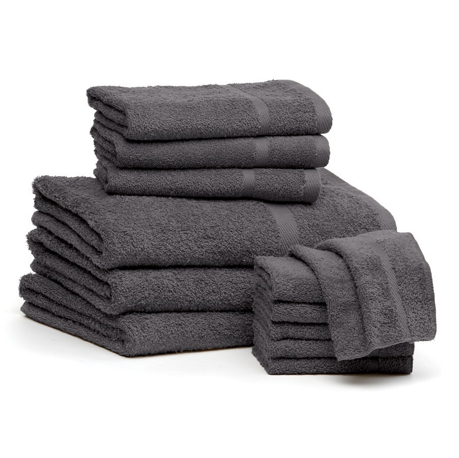 12-Piece Serene Cotton Terry Bath Towel Set, Charcoal, large