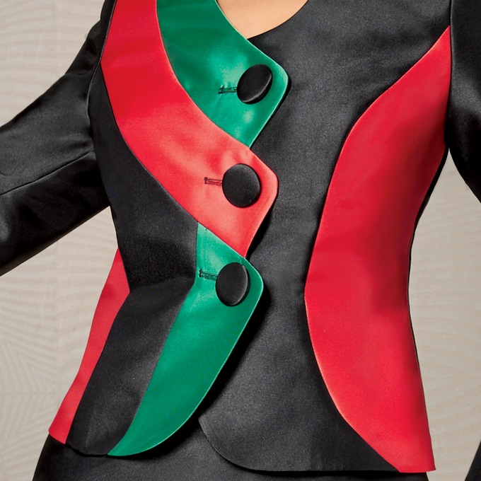 Waikina Colorblock Asymmetrical Midi Jacket Dress with Peplum Ruffle, , large