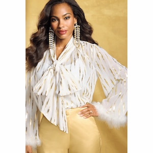 Maisey Feathered Blouse, , large