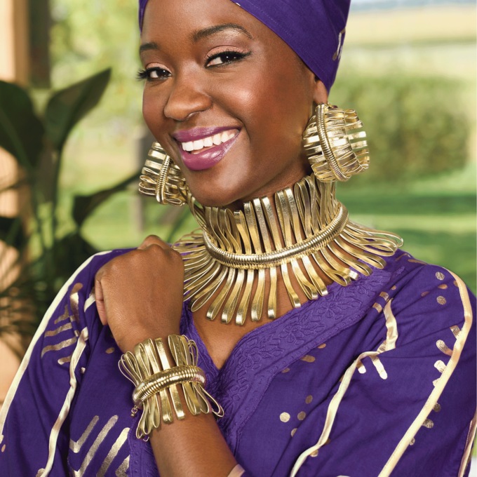 Metallic Faux-Leather Loop Jewelry, , large