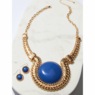 Round Stone Bib Necklace & Earring Set, , large