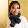 Faux-Fur Pom Neck Scarf, Black, large