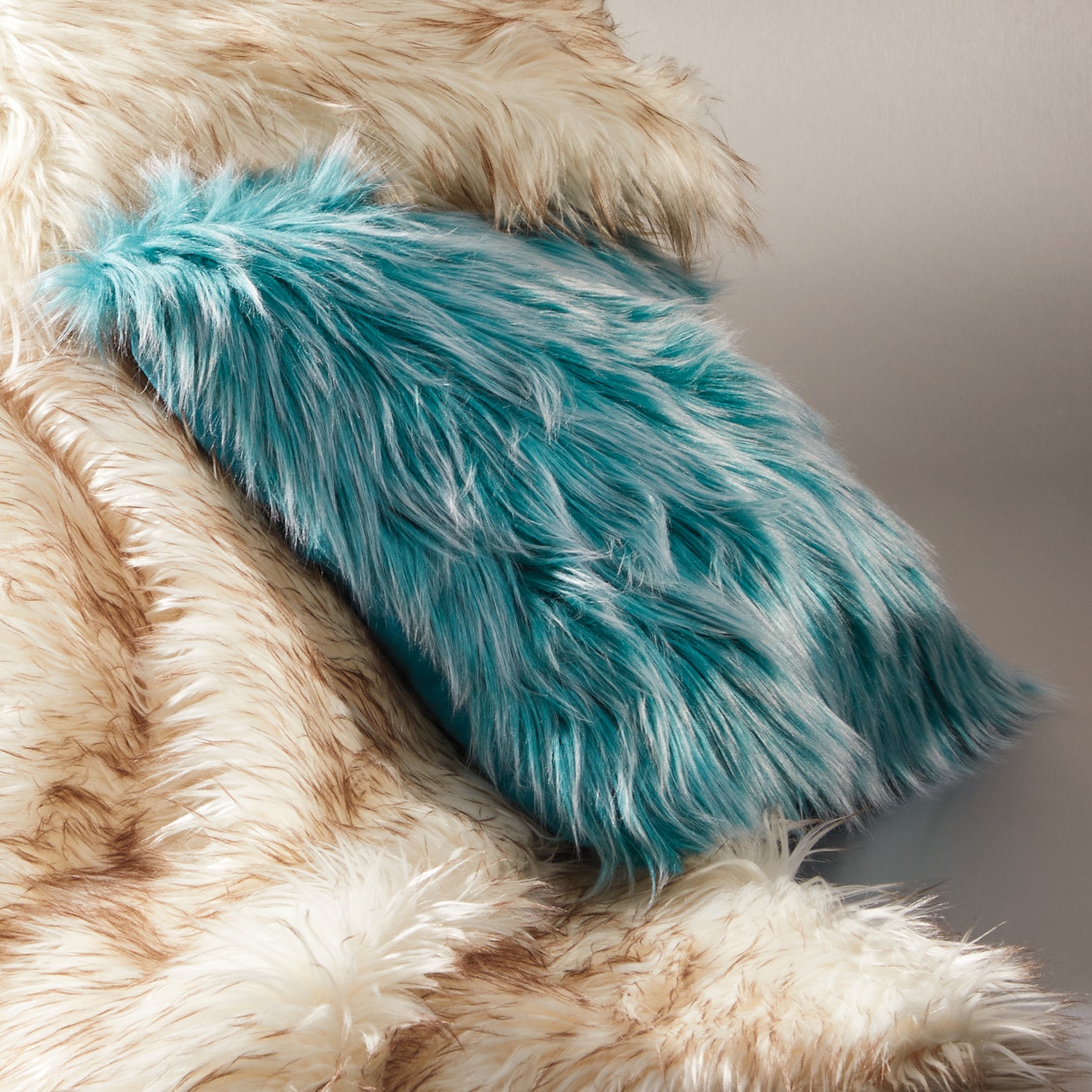 Teal mongolian fur pillow outlet