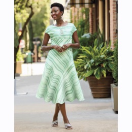 Tiffany Stripe Fit &amp; Flare Dress, , large