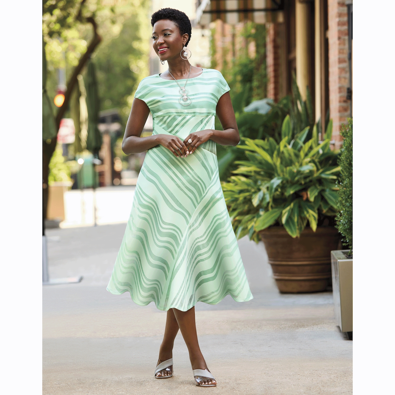 stripe fit and flare dress go cotton fit and flare dress Stripe B/W Stripe / Medium
