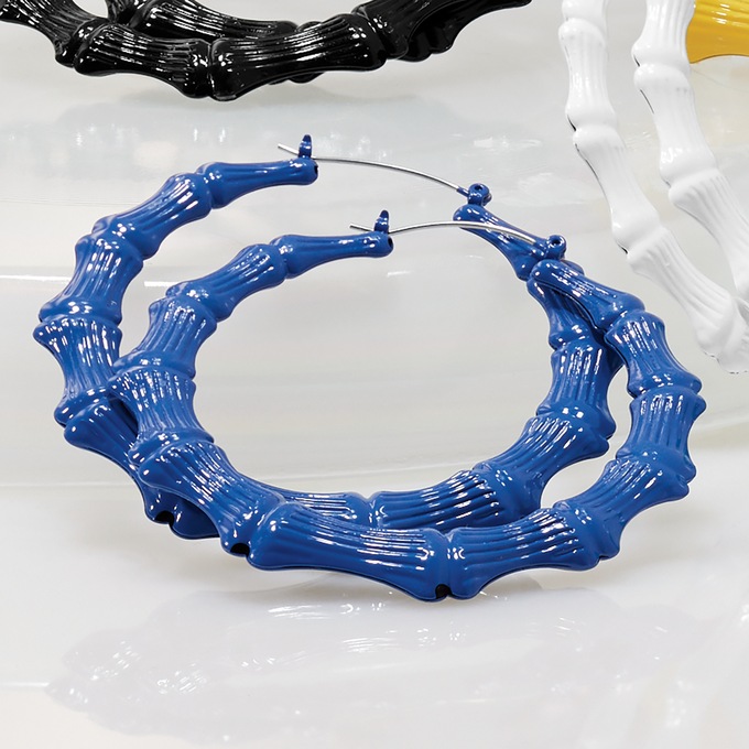 Color Bamboo Hoops, Blue, large