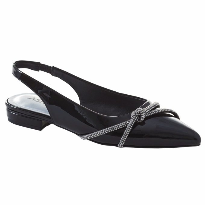 Pave-Knot Faux-Patent Slingback Flat for Women, , large