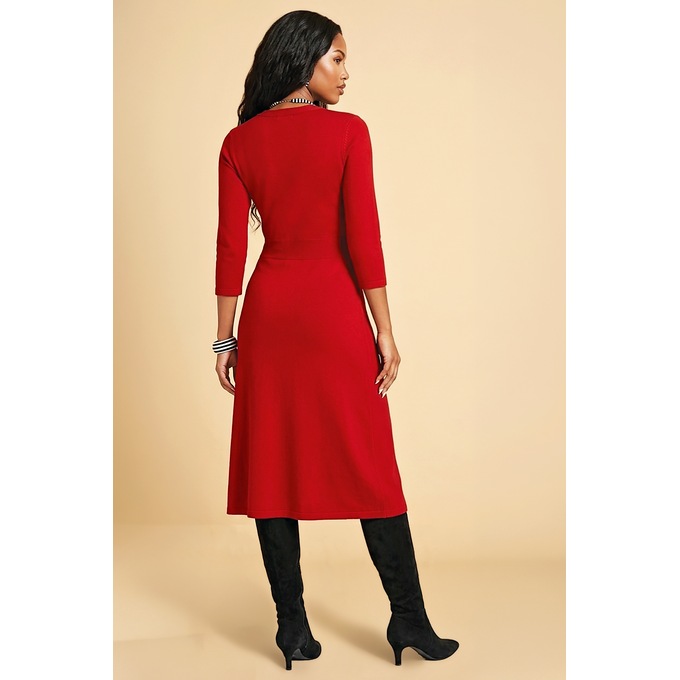 Effie A-Line Sweater Dress with Pleats, , large