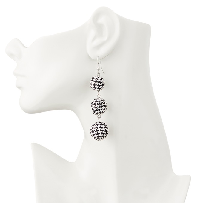Black/White Houndstooth Earrings, , large
