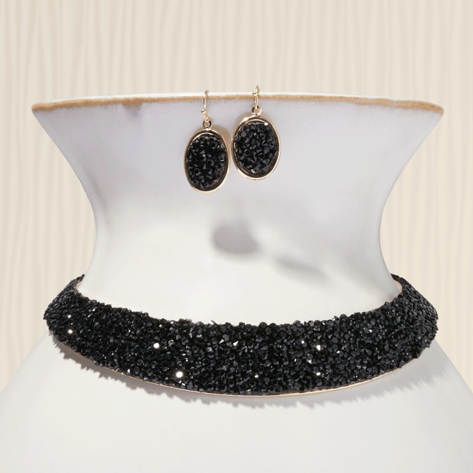 Chips Collar Necklace & Earring Set, , large