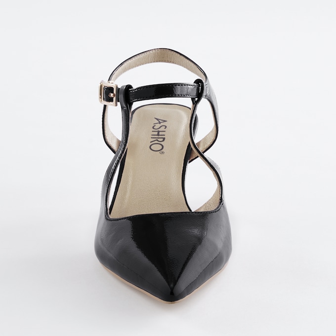 Double T-Strap Pump for Women in Faux-Patent Leather with Vintage Styling, , large