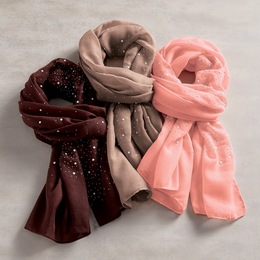 Faux-Pearl Scarf, , large