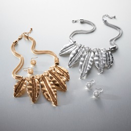 Leaf Necklace and Earring Set, , large