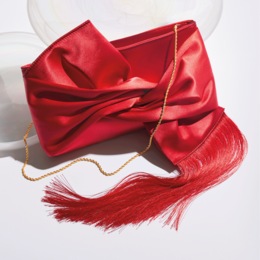Francesca Fringe Bow Clutch, , large