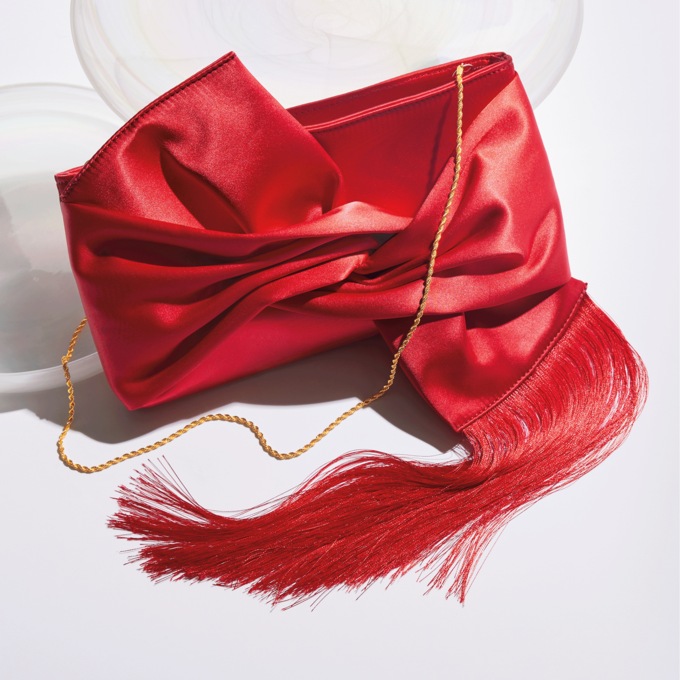 Francesca Fringe Bow Clutch, , large