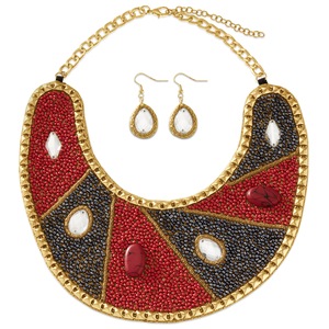 Cleo Beaded Necklace and Earring Set, , large