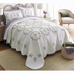 Gwen Embroidered Floor-Length Quilt, , large
