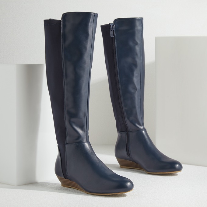 Amanda D'laurie Stretch-Calf Wedge Boot, , large